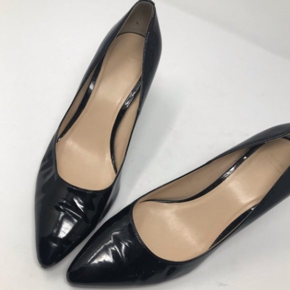 Black leather pointy heels, size 7.5 - Picture 3 of 3